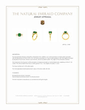 2.47 Ct. Emerald and Natural Diamond Three Stone Ring, 18K Yellow Gold Appraisal