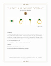 2.47 Ct. Emerald and Natural Diamond Three Stone Ring, 18K Yellow Gold Appraisal