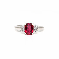 1.45 Ct. Ruby Three Stone Ring, 18K White Gold Video