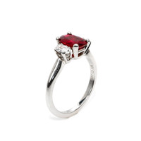 1.45 Ct. Ruby Three Stone Ring, 18K White Gold Image