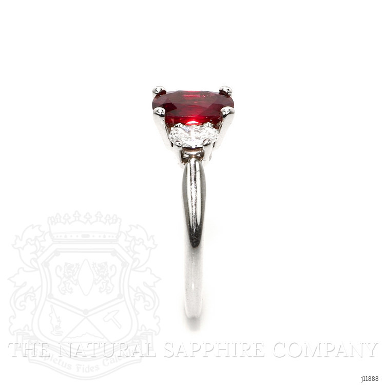 1.45 Ct. Ruby Three Stone Ring, 18K White Gold