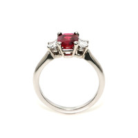 1.45 Ct. Ruby Three Stone Ring, 18K White Gold Image