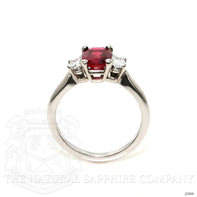 1.45 Ct. Ruby Three Stone Ring, 18K White Gold