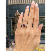 1.45 Ct. Ruby Three Stone Ring, 18K White Gold Life Style
