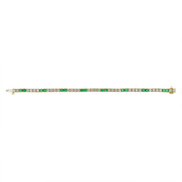 1.96&nbsp;Ct.Tw.Total Carat Weight Emerald and Natural Diamond Tennis/Line Bracelet, 14K Yellow Gold Image