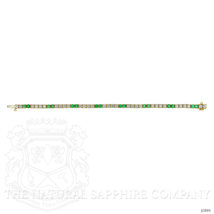 1.96 Ct.Tw. Emerald and Natural Diamond Tennis/Line Bracelet, 14K Yellow Gold