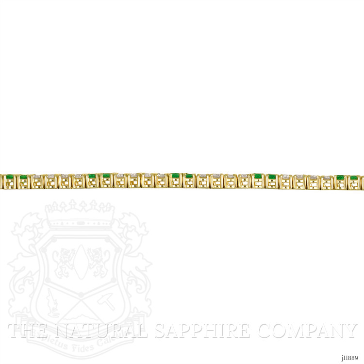 1.96 Ct.Tw. Emerald and Natural Diamond Tennis/Line Bracelet, 14K Yellow Gold