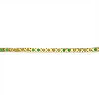 1.96 Ct.Tw.Total Carat Weight Emerald and Natural Diamond Tennis/Line Bracelet, 14K Yellow Gold Image