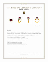 2.98 Ct. Red Rubellite Tourmaline and Natural Diamond Antique Style Ring, 18K Yellow & White Appraisal
