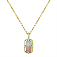 2.00 Ct. Watermelon Tourmaline and Natural Diamond Pave Pendant, 18K Yellow Gold Video