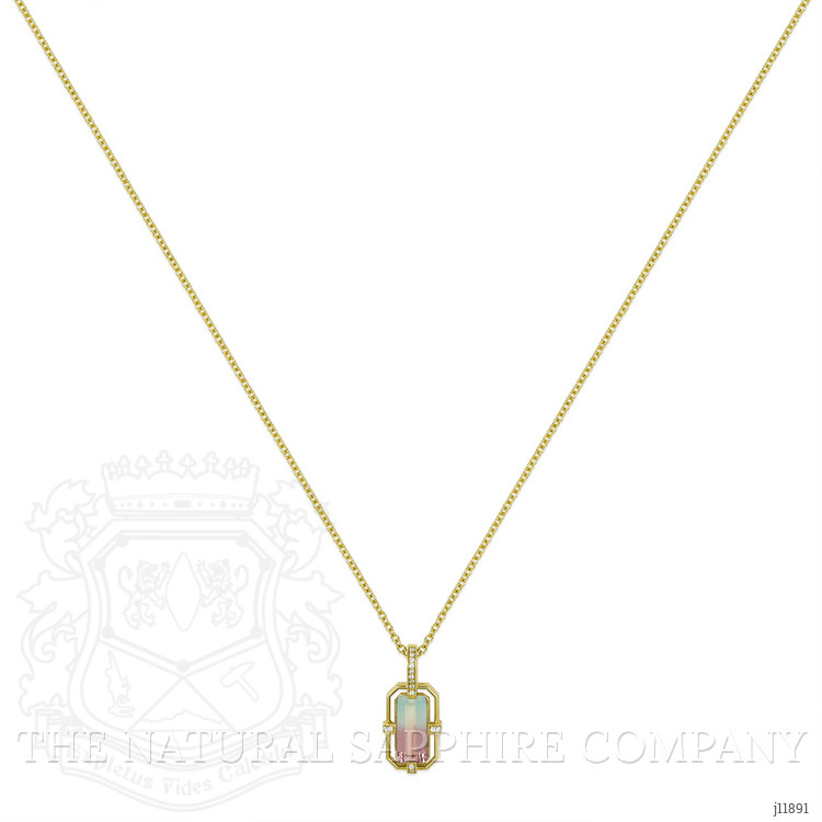 2.00 Ct. Watermelon Tourmaline and Natural Diamond Pave Pendant, 18K Yellow Gold