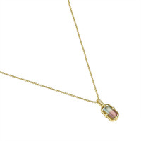 2.00 Ct. Watermelon Tourmaline and Natural Diamond Pave Pendant, 18K Yellow Gold Image