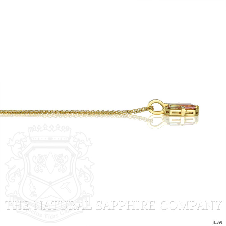 2.00 Ct. Watermelon Tourmaline and Natural Diamond Pave Pendant, 18K Yellow Gold