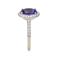 2.96 Ct. Blue Tanzanite and Natural Diamond Pave Ring, 18K White Gold Image