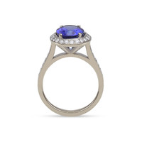 2.96 Ct. Blue Tanzanite and Natural Diamond Pave Ring, 18K White Gold Image