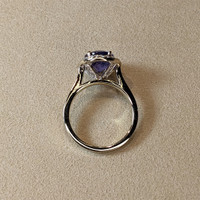 2.96 Ct. Blue Tanzanite and Natural Diamond Pave Ring, 18K White Gold Life Style