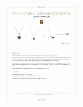 6.30 Ct. Blue Sapphire and Natural Diamond Pave Pendant, 18K White Gold Appraisal