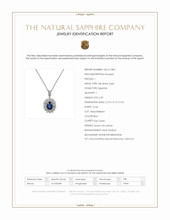 6.30 Ct. Blue Sapphire and Natural Diamond Pave Pendant, 18K White Gold Scan Report