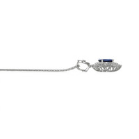 6.30 Ct. Blue Sapphire and Natural Diamond Pave Pendant, 18K White Gold Image
