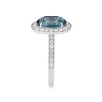 4.03 Ct. London Blue Topaz and Natural Diamond Pave Ring, 18K White Gold Image