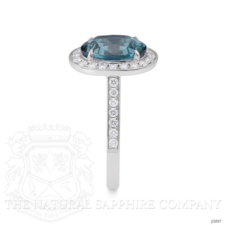 4.03 Ct. London Blue Topaz and Natural Diamond Pave Ring, 18K White Gold