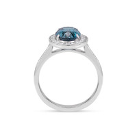 4.03 Ct. London Blue Topaz and Natural Diamond Pave Ring, 18K White Gold Image