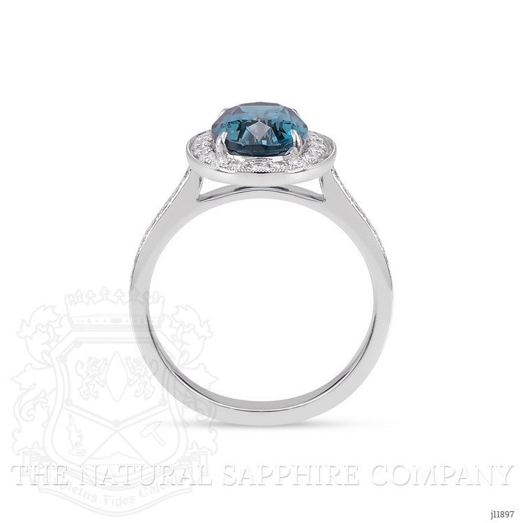 4.03 Ct. London Blue Topaz and Natural Diamond Pave Ring, 18K White Gold
