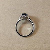 4.03 Ct. London Blue Topaz and Natural Diamond Pave Ring, 18K White Gold Life Style