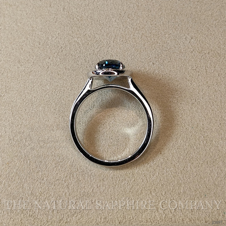 4.03 Ct. London Blue Topaz and Natural Diamond Pave Ring, 18K White Gold