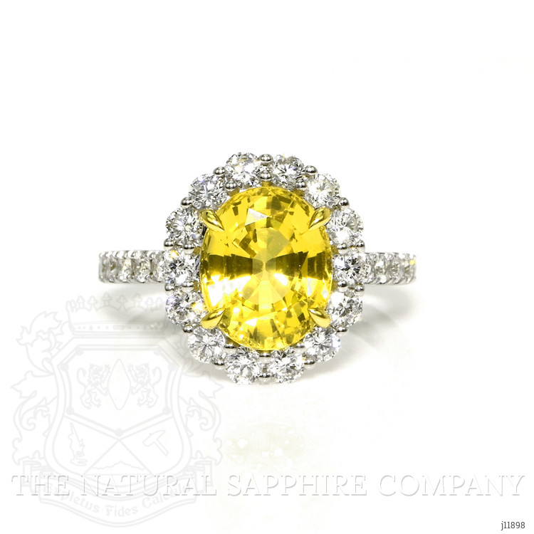 4.11 Ct. Yellow Sapphire and Natural Diamond Pave Ring, 18K White & Yellow
