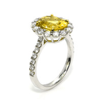 4.11 Ct. Yellow Sapphire and Natural Diamond Pave Ring, 18K White & Yellow Image