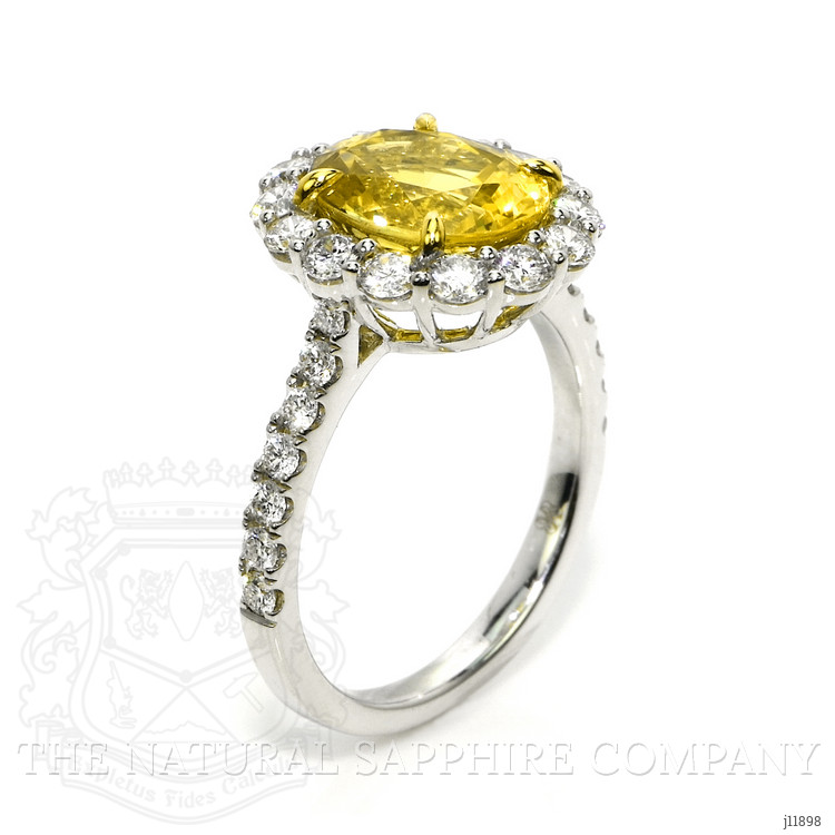 4.11 Ct. Yellow Sapphire and Natural Diamond Pave Ring, 18K White & Yellow