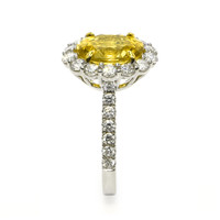 4.11 Ct. Yellow Sapphire and Natural Diamond Pave Ring, 18K White & Yellow Image