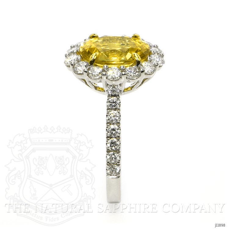 4.11 Ct. Yellow Sapphire and Natural Diamond Pave Ring, 18K White & Yellow