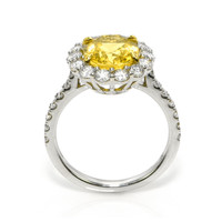 4.11 Ct. Yellow Sapphire and Natural Diamond Pave Ring, 18K White & Yellow Image