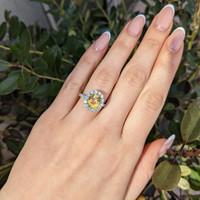 4.11 Ct. Yellow Sapphire and Natural Diamond Pave Ring, 18K White & Yellow Life Style