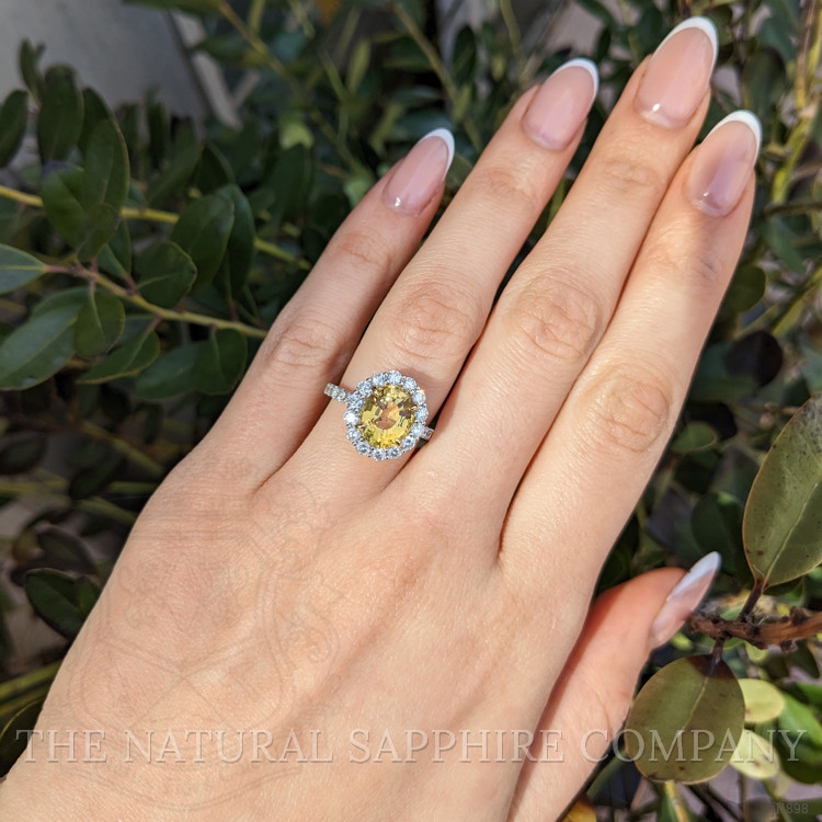 4.11 Ct. Yellow Sapphire and Natural Diamond Pave Ring, 18K White & Yellow