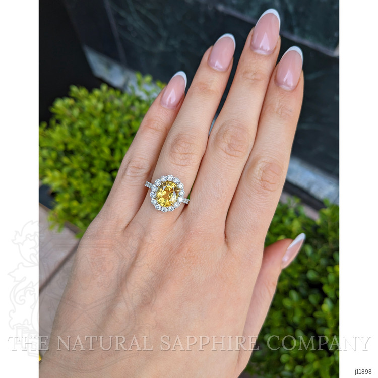 4.11 Ct. Yellow Sapphire and Natural Diamond Pave Ring, 18K White & Yellow
