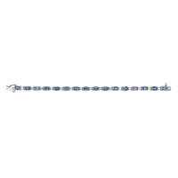 10.50&nbsp;Ct.Tw.Total Carat Weight Blue Sapphire and Natural Diamond Tennis/Line Bracelet, 14K White Gold Image