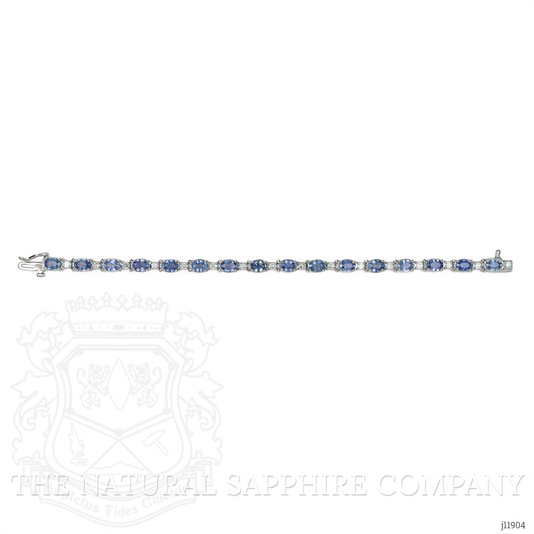 10.50 Ct.Tw. Blue Sapphire and Natural Diamond Tennis/Line Bracelet, 14K White Gold