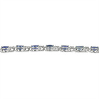 10.50&nbsp;Ct.Tw.Total Carat Weight Blue Sapphire and Natural Diamond Tennis/Line Bracelet, 14K White Gold Image