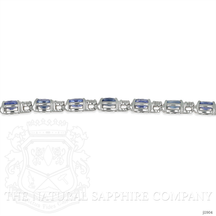 10.50 Ct.Tw. Blue Sapphire and Natural Diamond Tennis/Line Bracelet, 14K White Gold