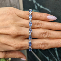 10.50&nbsp;Ct.Tw.Total Carat Weight Blue Sapphire and Natural Diamond Tennis/Line Bracelet, 14K White Gold Life Style