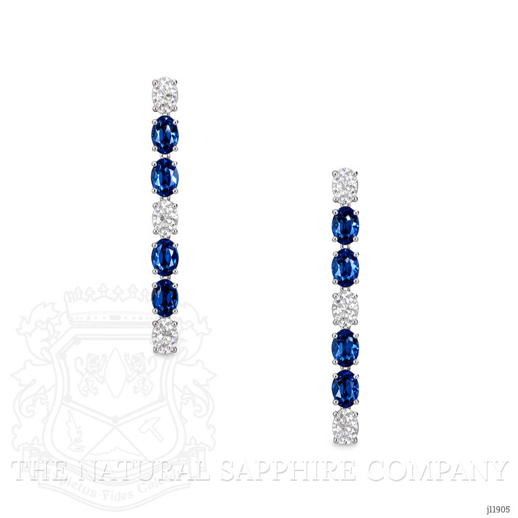 1.70 Ct.Tw. Blue Sapphire and Natural Diamond Drops Earrings, 18K White Gold