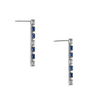 1.70&nbsp;Ct.Tw.Total Carat Weight Blue Sapphire and Natural Diamond Drops Earrings, 18K White Gold Image