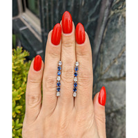 1.70&nbsp;Ct.Tw.Total Carat Weight Blue Sapphire and Natural Diamond Drops Earrings, 18K White Gold Life Style