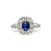 1.32 Ct. Purplish Blue Sapphire Pave Ring, 14K White Gold Video