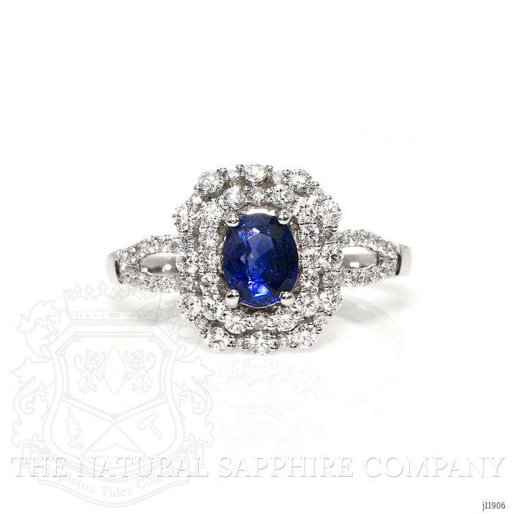 1.32 Ct. Purplish Blue Sapphire Pave Ring, 14K White Gold