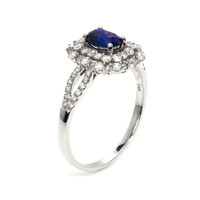 1.32 Ct. Purplish Blue Sapphire Pave Ring, 14K White Gold Image