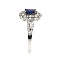 1.32 Ct. Purplish Blue Sapphire Pave Ring, 14K White Gold Image